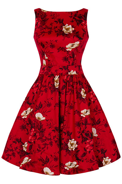 Červené šaty s květy Lady V London Tea