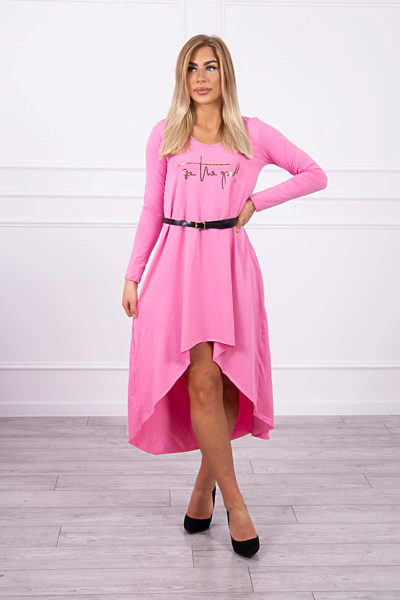 Růžové šaty s páskem Joy