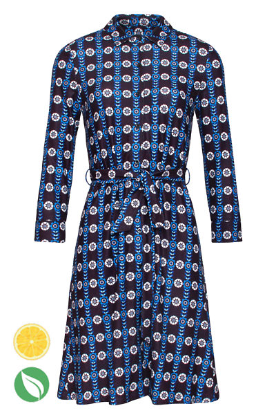 Tmavě modré podzimní šaty s květinami Smashed Lemon Weina