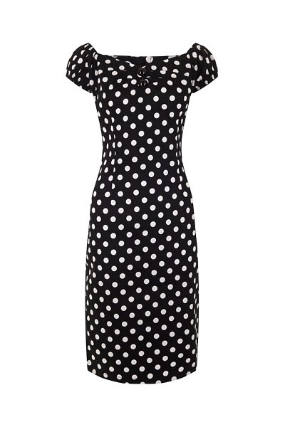 Černé pouzdrové šaty s puntíky Collectif Dolores
