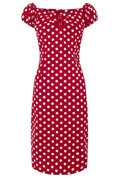 Červené puntíkaté retro šaty Collectif Dolores