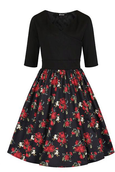 Černé šaty s květinovou sukní Lady V London Leny