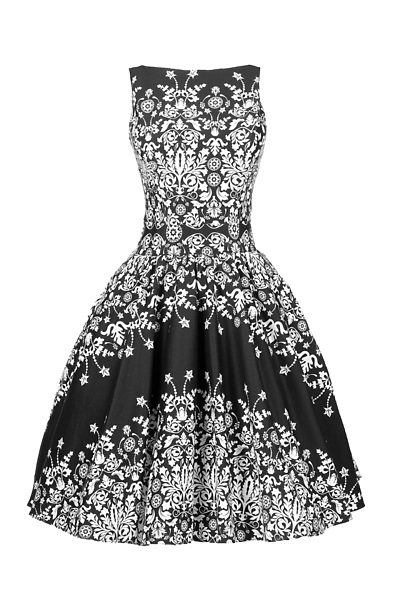 Černé šaty s bílými ornamenty Lady V London Tea