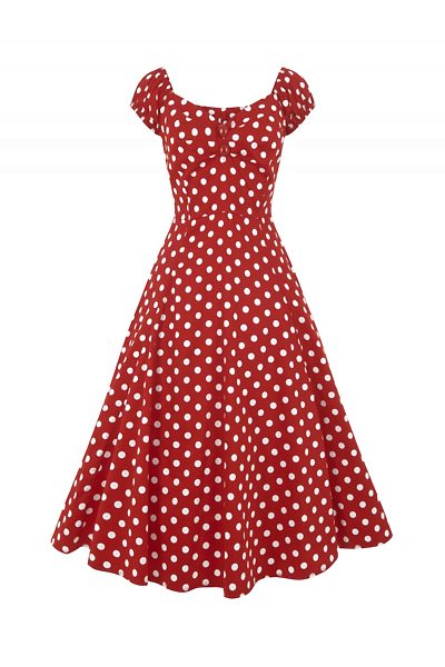 Červené šaty s puntíky a sukní Collectif Dolores