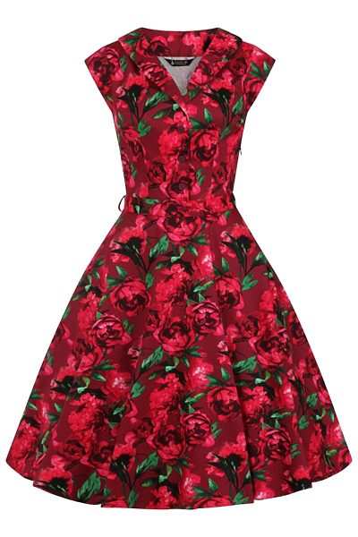 Červené šaty s růžemi Lady V London Florence