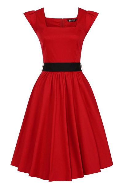 Červené šaty s černým páskem Lady V London Swing