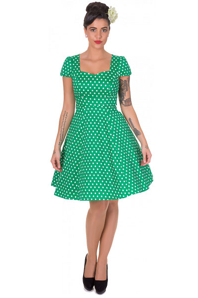 Zelené šaty s puntíky Dolly & Dotty Claudia