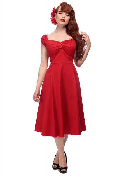 Červené šaty se sukní Collectif Dolores