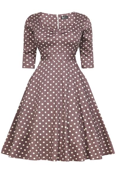 Béžové retro šaty s puntíky Lady V London Maria