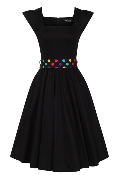 Černé šaty s barevným páskem Lady V London Swing
