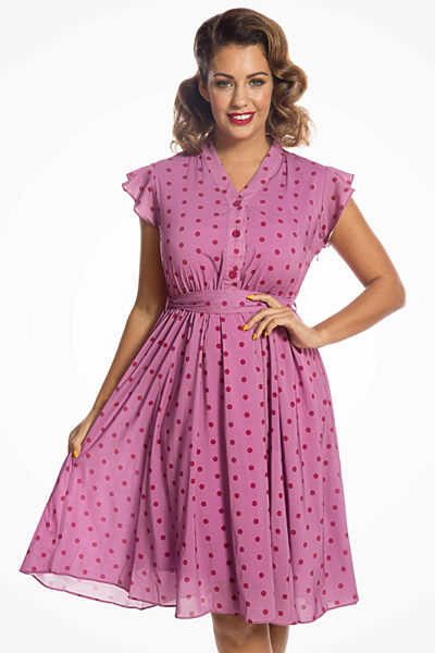 Růžové šaty s puntíky Lindy Bop Kody