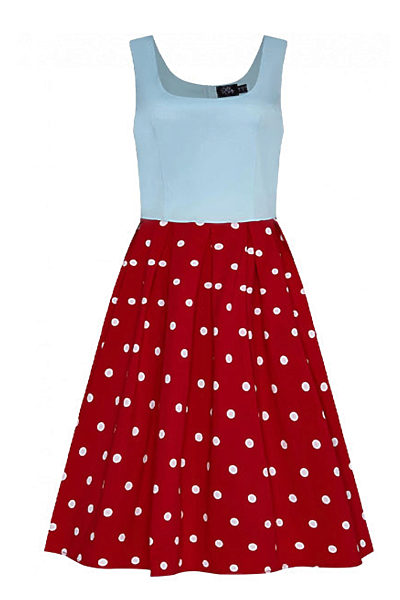 Červenomodré vintage šaty s puntíky Amanda Dolly & Dotty