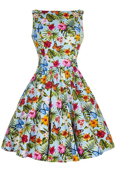 Barevné šaty s motýlky a květinami Lady V London Tea