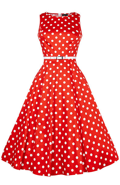 Červené šaty s bílými puntíky Lady V London Audrey