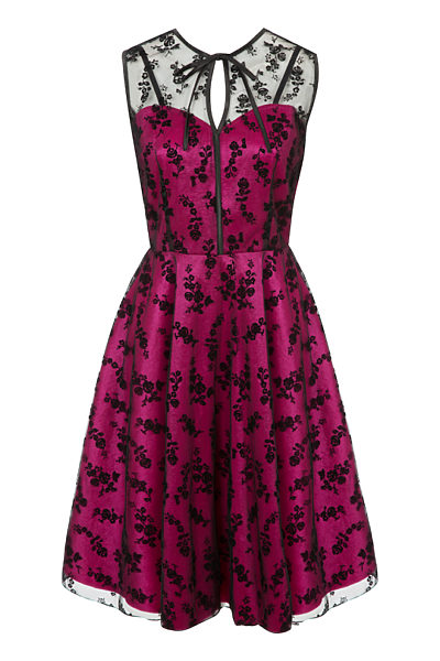 Černo-růžové brokátové šaty Voodoo Vixen Penny