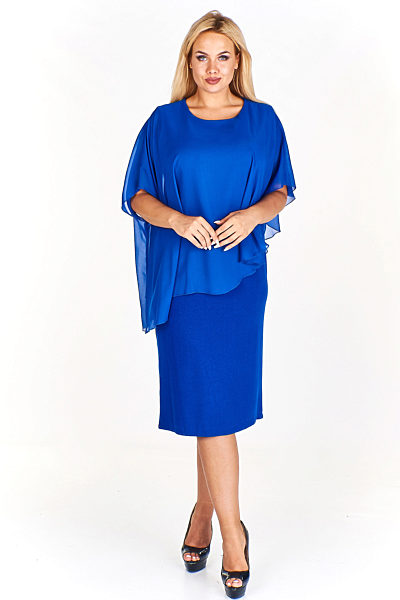 Modré pouzdrové šaty s šifónem Elli Marta
