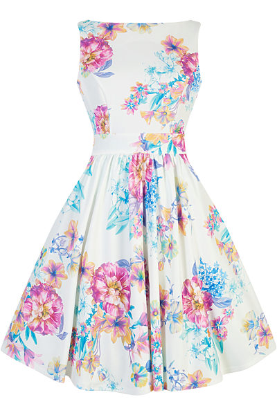 Bílé šaty s barevnými květy Lady V London Tea