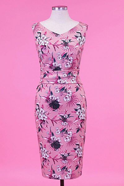 Růžové šaty s drobnými květy Lady V London Jocelyn