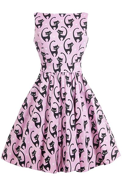Růžové šaty s kočkami Lady V London Tea
