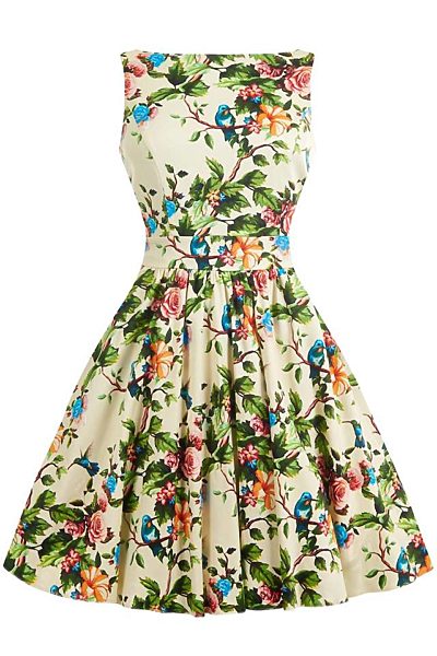 Vanilkové šaty s kolibříky Lady V London Tea