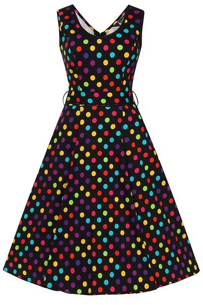 Černé šaty s barevnými puntíky Lady V London Charlotte