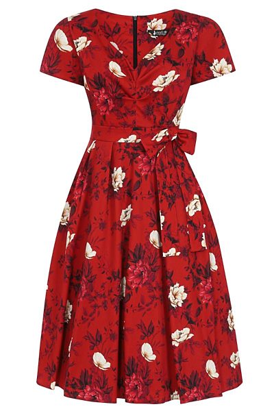 Červené květované šaty Lady V London Cheryl