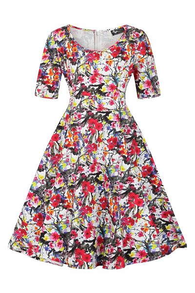 Pestrobarevné šaty s květy Lady V London Vivien