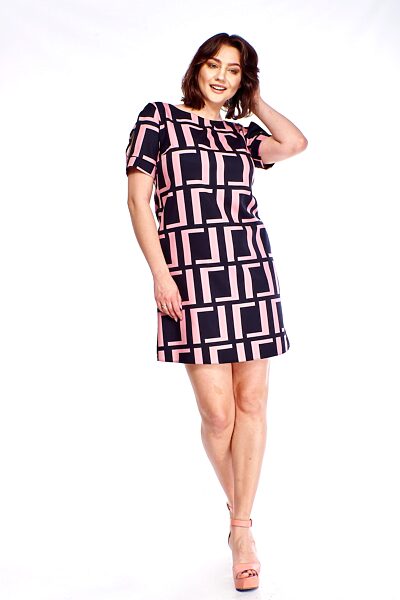 Pouzdrové šaty s černo-růžovým vzorem Brera Elmira