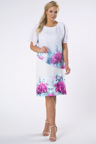 Šaty s tyrkysovými a růžovými květy Madam Tris