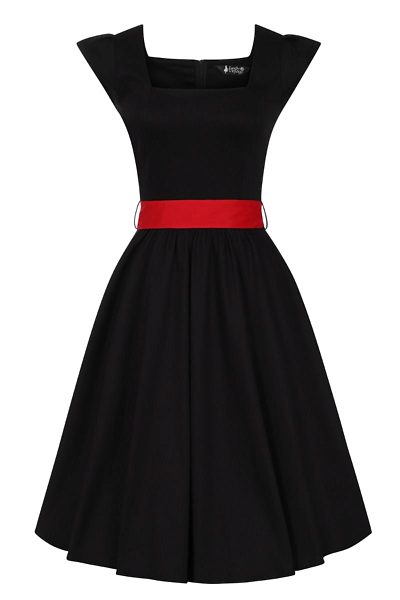 Černé šaty s červeným páskem Lady V London Swing