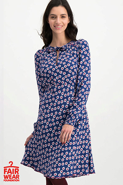 Modré šaty s květovanými puntíky Blutsgeschwister Darcia