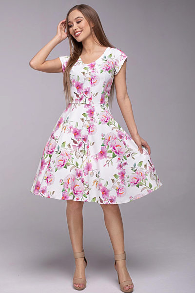 Bílé šaty s růžovými květy Gotta Ritta