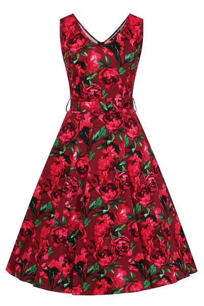 Červené šaty s růžemi Lady V London Charlotte