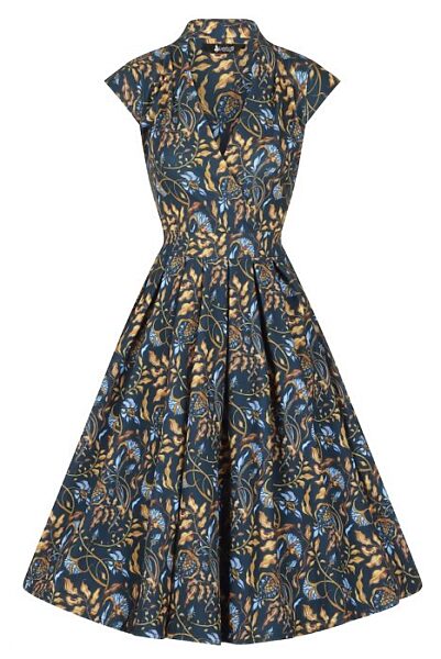 Modré šaty s květy Lady V London Eva