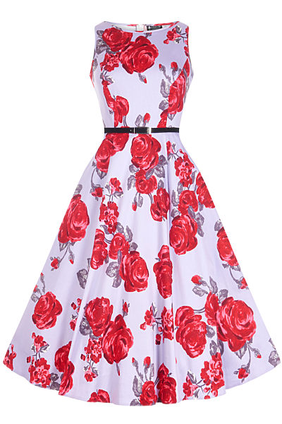 Květované retro šaty v barvě Lila Lady V London Audrey