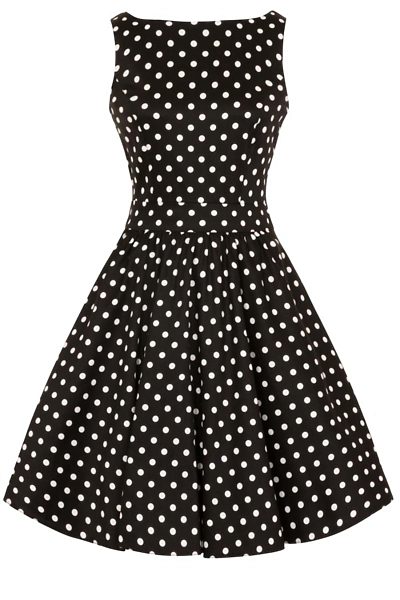 Černé retro šaty s puntíky Lady V London Tea