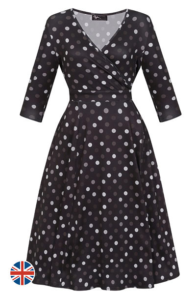 Černé šaty s puntíky Lady V London Lyra