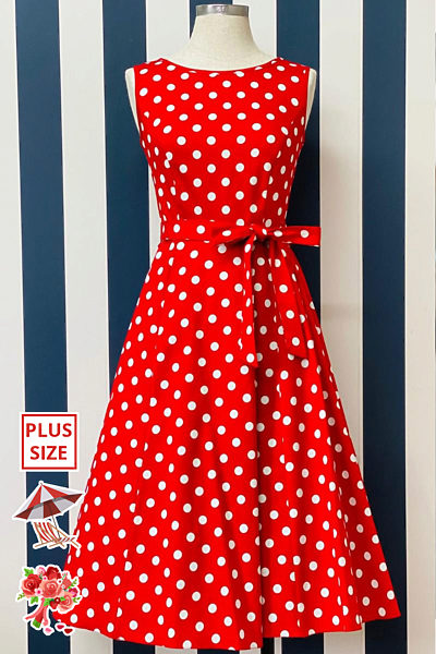 Červené šaty s puntíky Lady V London Audrey C
