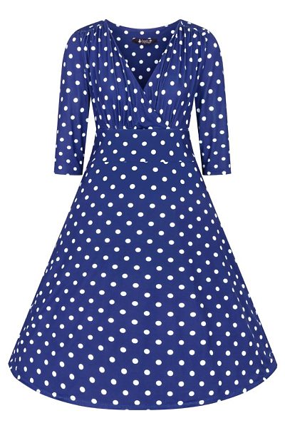 Modré šaty s puntíky Lady V London Bexley