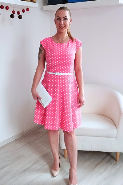 Růžové šaty s bílými puntíky Gotta Annika