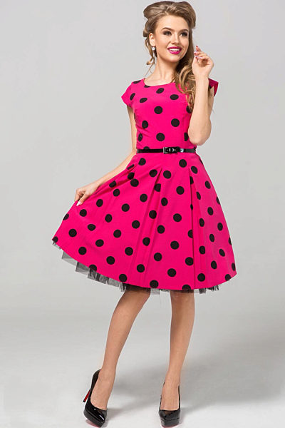 Růžové šaty s černými puntíky Gotta Annika