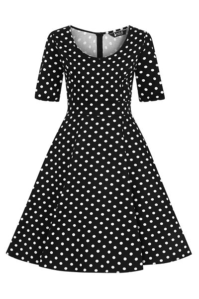Černé retro šaty s puntíky Lady V London Vivien