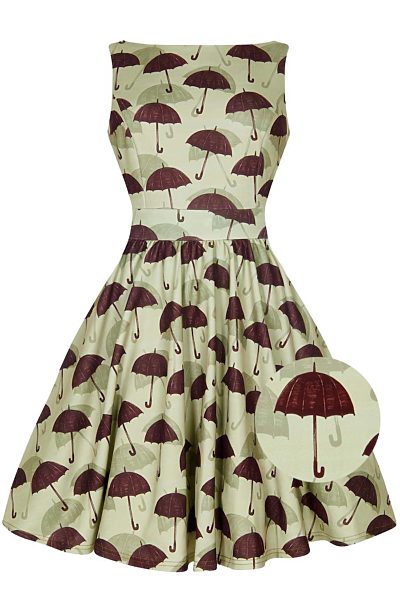 Retro šaty s deštníky Lady V London Tea úsměv v dešti