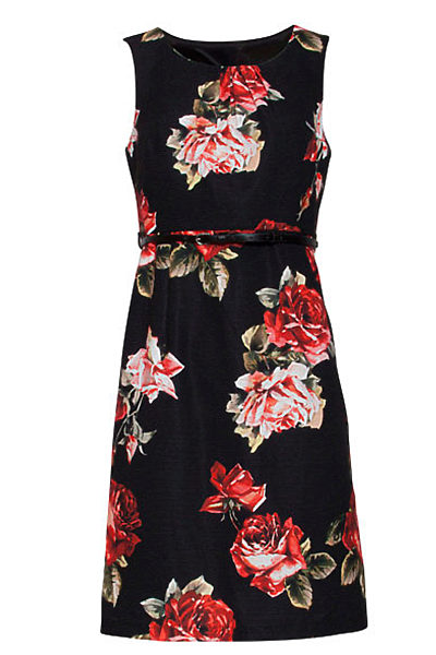 Černé pouzdrové šaty s květy Smashed Lemon Casie