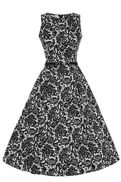 Černobílé šaty s imitací krajky Lady V London Audrey
