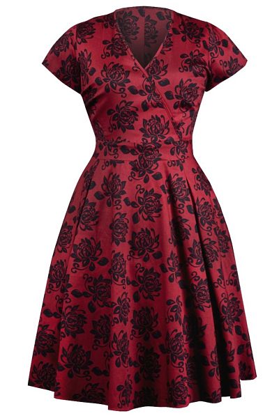 Červené šaty s květinami Lady V London Estella