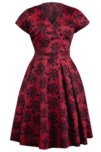 Červené šaty s květinami Lady V London Estella