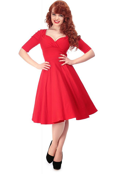 Červené šaty se sukní Collectif Trixie