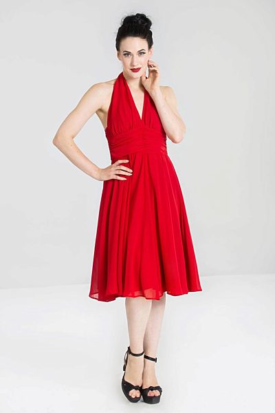 Červené šaty za krk Hell Bunny Monroe