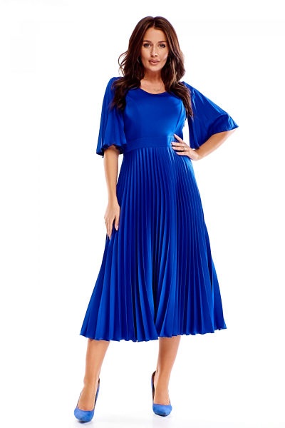 Kobaltové šaty s plisovanou sukní Rossa Engla